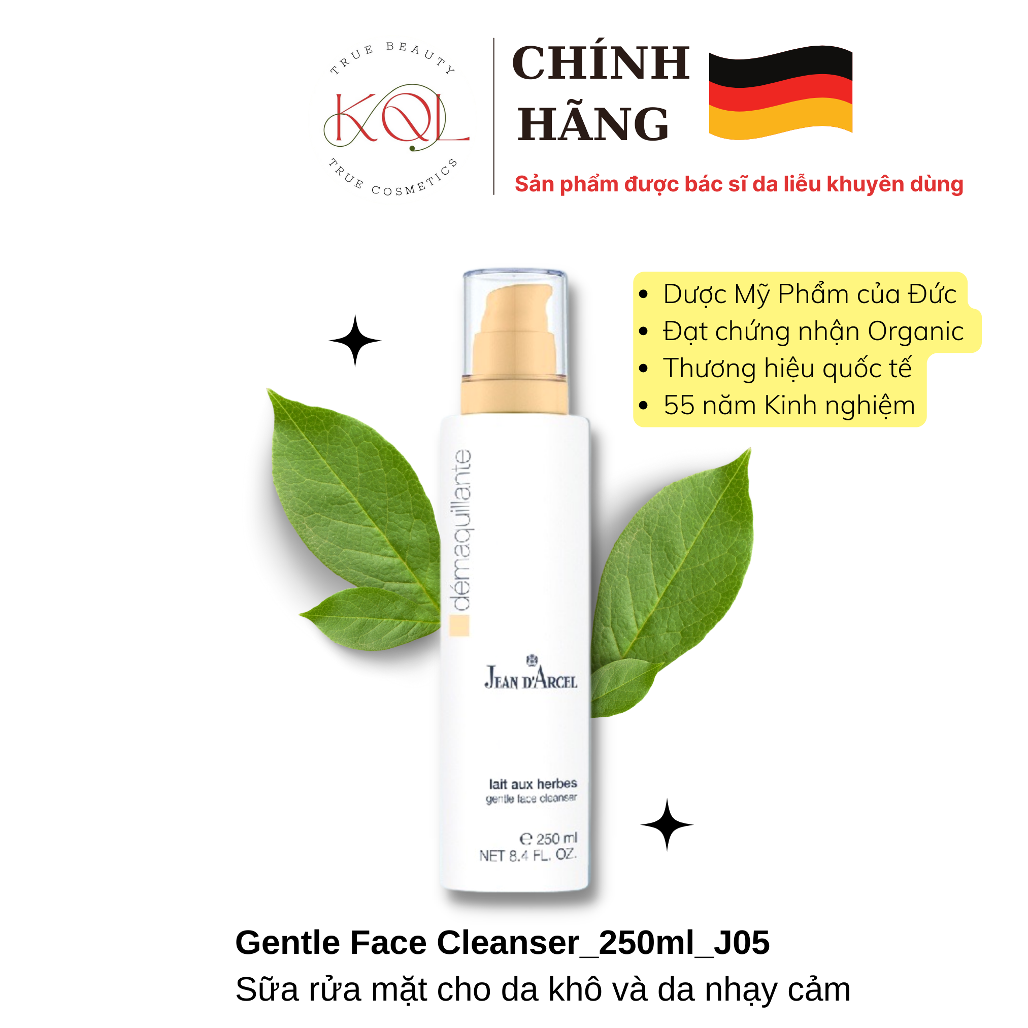 Sửa rửa mặt Jean D'arcel cho da khô va da nhạy cảm - J05